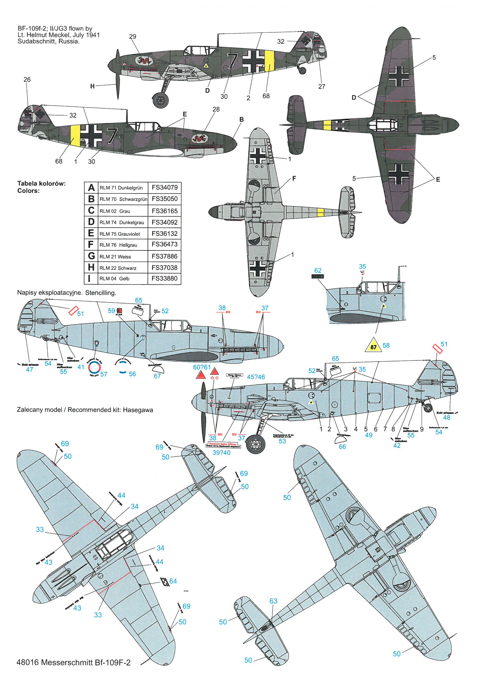 Messerschmitt Bf F Kalkomanie Techmod Decals Kalkomanie Wodne Modele Plastikowe