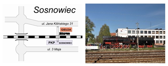 Mapka informacyjna, dworzec PKP, CKZiU Sosnowiec
